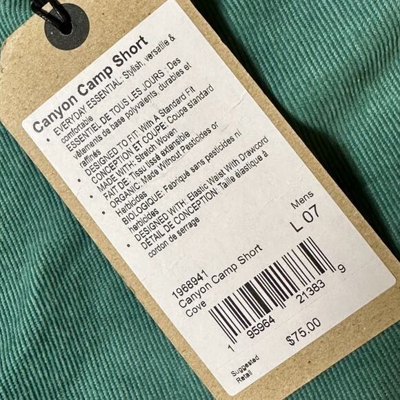 Prana Canyon Camp Shorts Mens Size L (32-33-34) 7" Inseam Corduroy NWT - Picture 2 of 9